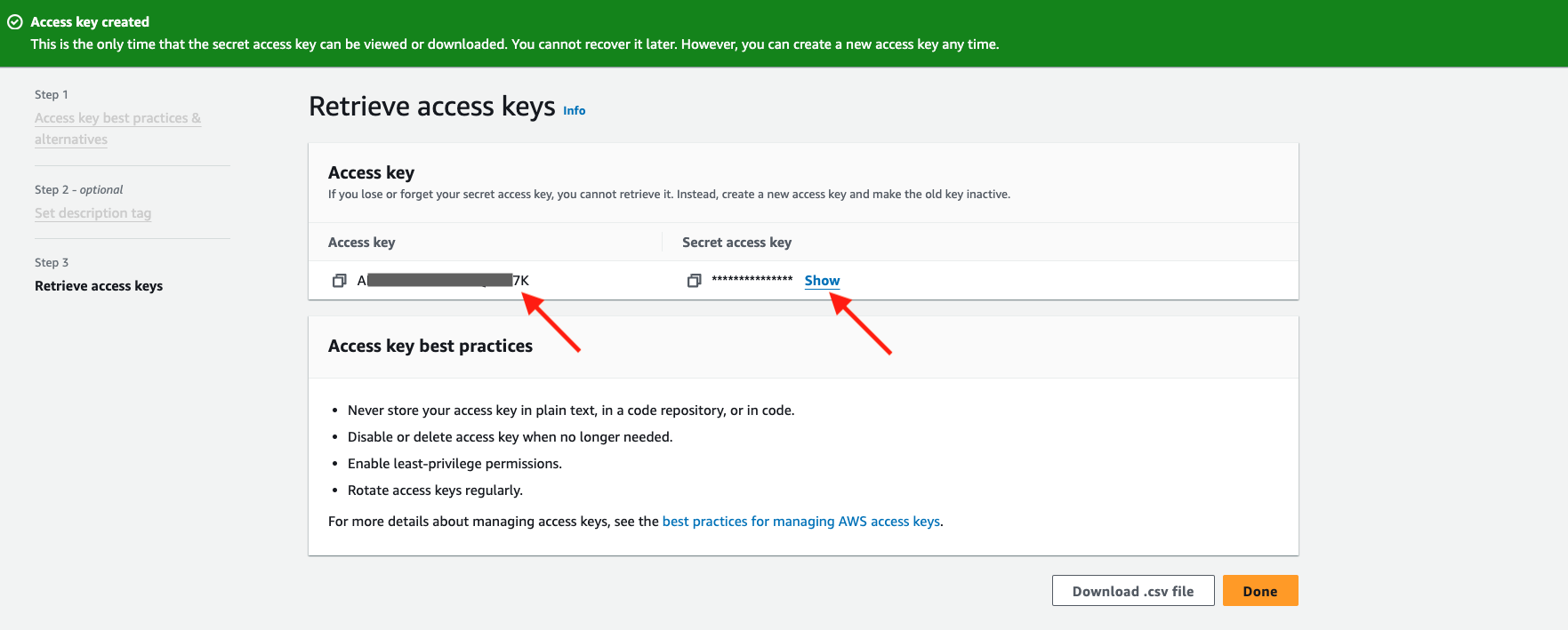 access-key-created-successfully